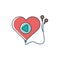Mp3 heart shaped headphones melody sound music line and fill style
