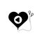 Mp3 heart shaped headphones melody sound music silhouette style icon