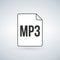 MP3 icon, labeled MP3 music audio format file type icon, Vector illustration isolated on white background.