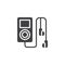 Mp3 player with earphones vector icon