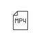 Mp4 media file line icon