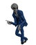 Mr grey alien the businessman in a white background