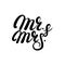 Mr and Mrs hand written lettering.