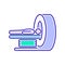 MRI machine scan device in hospital line color icon. Health care. Isolated vector element. Outline pictogram for web page, mobile