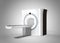 MRI( magnetic resonance imaging) scanner isolated on gray background