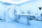 MRI scanner room take with blue filter