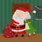 Mrs. Claus kissing Santa goodbye