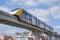 MRTA yellow monorail line unmanned, autopilot sky train. Thailand, Bangkok. 04 december 2023