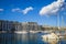Msida, Malta - Jacht marina at Msida with blue sky and clouds