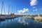 Msida, Malta - Yacht marina with blue sky and nice clouds