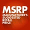 MSRP - Manufacturer`s Suggested Retail Price acronym, business concept background