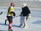 Mstyora,Russia-January 28,2012: Icy hockey on open platform in winter