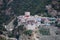 Mt Athos - Scenic view from boat on Tower of Dionysios Monastery at Mount Athos, Chalkidiki, Central Macedonia, Greece, Europe.