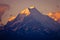 Mt. Cook closeup in orange sunrise time, New Zealand