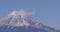 Mt.Fuji behind the blue sky in winter telephoto shot