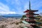 Mt Fuji, Chureito Pagoda or Red Pagoda with sakura.