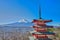 Mt. Fuji with Chureito red pagoda in kawaguchiko, Japan