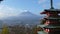 Mt. Fuji with fall colors in Japan.