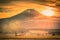 Mt. Fuji with Fumotopara camping ground at sunrise in Fujinomiya, Japan