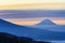 Mt. Fuji from Jinshan Mountain in Nagano. Beautiful Mountain Fuji at sunrise time With fog. Travel Asia. Travel japan