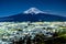 Mt. Fuji at night in Fujiyoshida, Japan