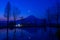 Mt.Fuji and a small pond at dawn