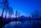 Mt.Fuji and a small pond at dawn