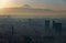 Mt. fuji with the sunset and Tokyo skyline