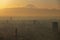 Mt. fuji with the sunset and Tokyo skyline