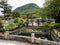 Mt Gahaishi seen from the entrance to Mandaraji temple - Zentsuji, Kagawa prefecture, Japan