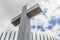 Mt. Helix Cross with Fence Railing and Cloudy Blue Sky