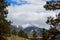 Mt. Humphreys in the winter, seen through a pine forest, Flagstaff, Arizona