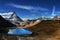 Mt Matterhorn reflected in Riffelsee Lake Zermatt Canton of Valais Switzerland