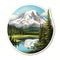 Mt Rainier Circular Sticker - Detailed, Realistic Die Cut Design