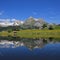 Mt Saentis and Alpstein range mirroring in lake Schwendisee