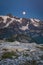 Mt Shuksan and the rising moon, Washington state cascade range