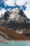 Mt. Summit and Sacred Lake near Gokyo in Himalayas