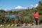 Mt Taranaki from Lake Mangamahoe lake, Mt Egmont National Park, New Zealand