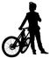 MTB Man gentlemen biznesmen cyclist, mountain biker businessman in suit with mountain bike. Silhouette