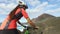 Mtb mountain biking woman cycling on bike by sea - girl exercising in summer