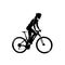 Mtb rider, woman on her mountain bike, side view isolated vector silhouette