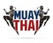 Muay Thai action , Thai boxing jumping to attack with text cartoon graphic