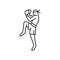 Muay Thai boxing man kick boxer thin line icon