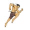 Muay Thai or Thai Boxing Fighter Jumping Striking with Knee Side Tattoo Style Color