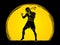 Muay Thai, Thai boxing standing ready to fight graphic vector