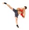 Muay thai trainer executing a kick