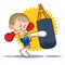Muaythai sandbag boxing kick