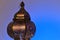 Mubarak lantern .Ramadan holiday.Beautiful religious background. lantern on a dark blue background with colorful lights