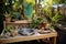 Mud Kitchen in the Tropical Preschool Garden. Generative By Ai