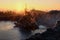 Mud Volcanoes eruptions at dawn, Berca, Buzau, Romania